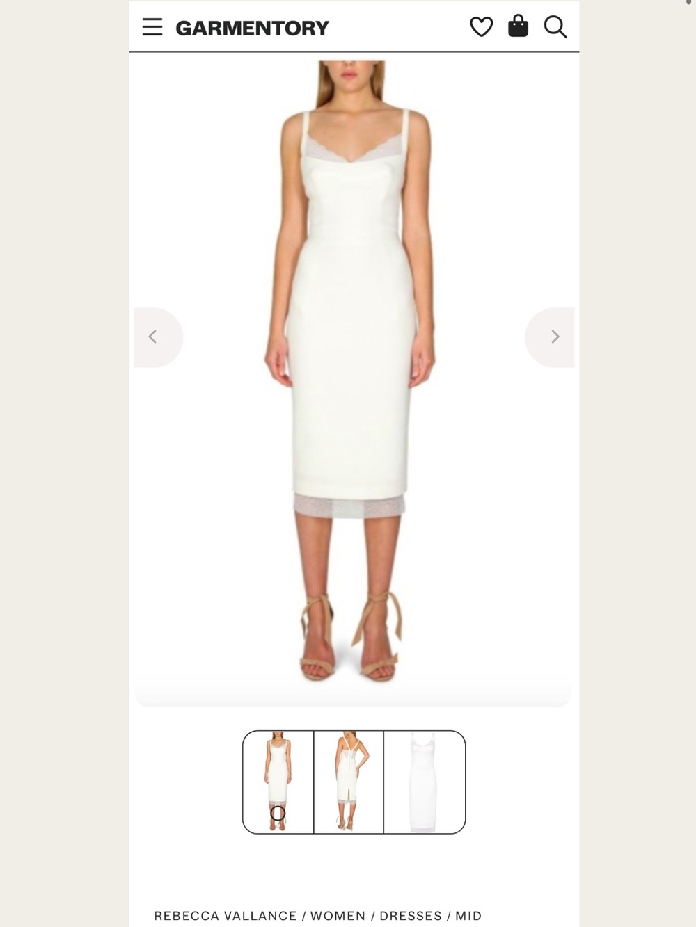 Rebecca Vallance Cream Midi Sheath Dress with Mesh Hem